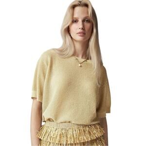 J.Crew Collection Gold Metallic Lurex Knit Tunic Top XS-S NWT